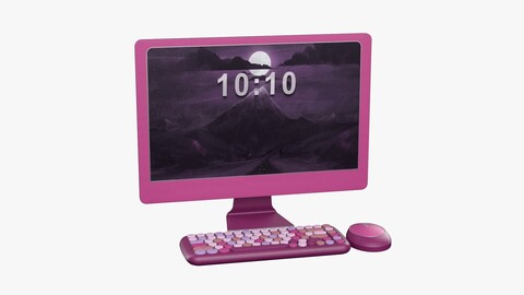 Sweet Pc Set Monitor Keyboard Mouse Candy Pink Version