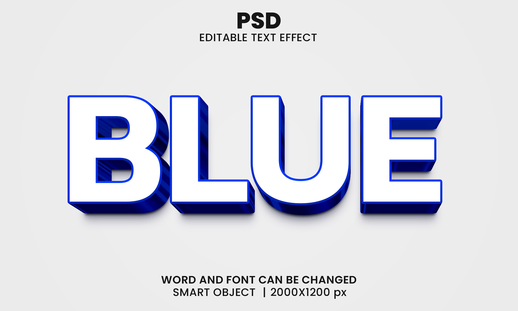 ArtStation - 3D Blue. PSD fully editable text effect. Layer style PSD ...