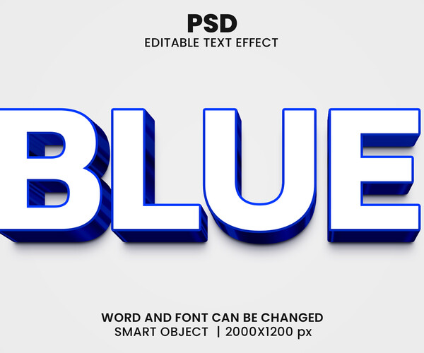 Artstation - 3d Blue. Psd Fully Editable Text Effect. Layer Style Psd 