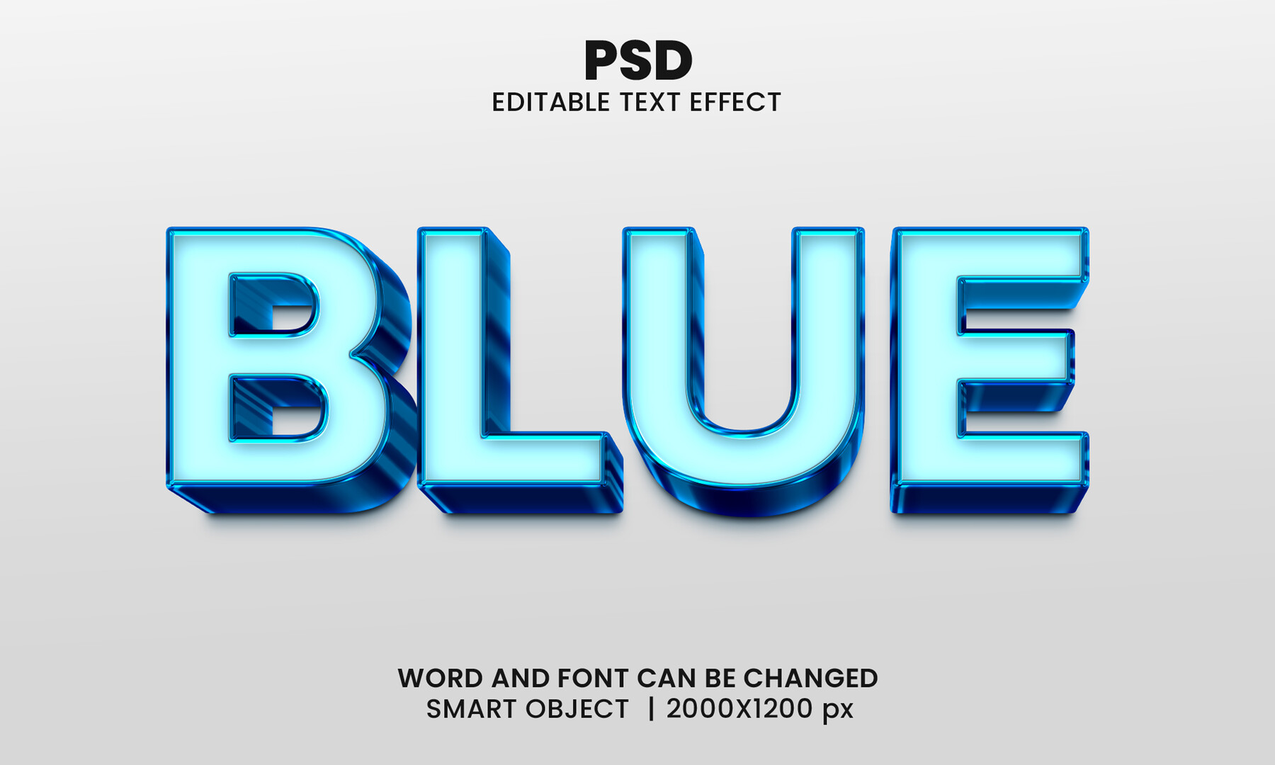 ArtStation - 3D Blue. PSD fully editable text effect. Layer style PSD ...