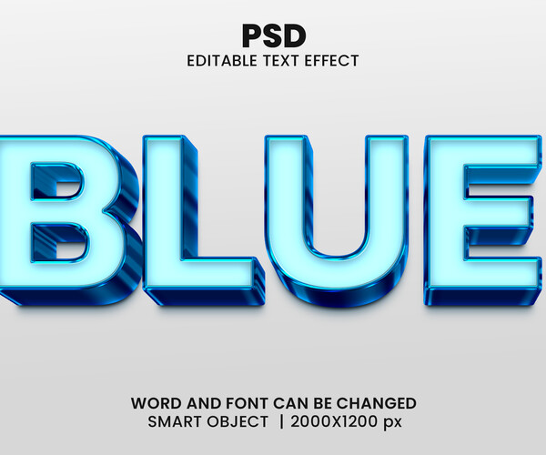 ArtStation - 3D Blue. PSD fully editable text effect. Layer style PSD ...