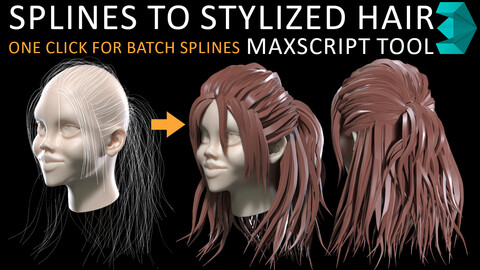 Spline to Stylized Hair (3dsmax script)