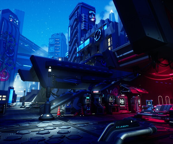 ArtStation - Cyberpunk city - stylized environment | Game Assets