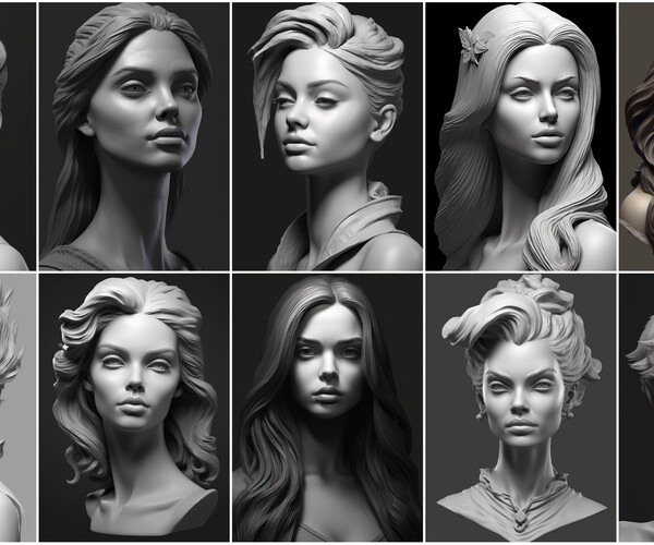 ArtStation - +200 Female Head Sculpt (4k) | Artworks