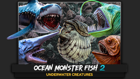 Ocean Monster Fish Pack / Low poly Fish / Predator / Underwater Creatures #11