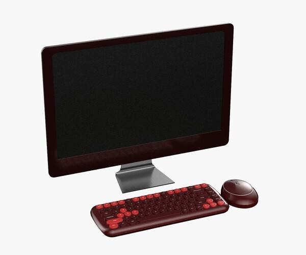 ArtStation - Wireless Pc Set Monitor Keyboard Mouse Red Wine Version ...