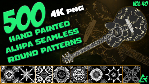 500 Hand Painted Alpha Seamless Round Patterns (MEGA Pack) - Vol 40