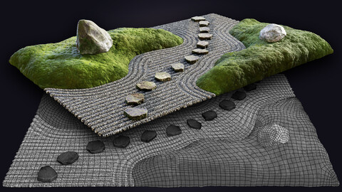 Japanese Rock (Zen) Garden 02 | Low Poly | PBR