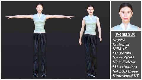 Woman 36 With 52 Animations 32 Morphs