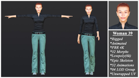 Woman 39 With 52 Animations 32 Morphs