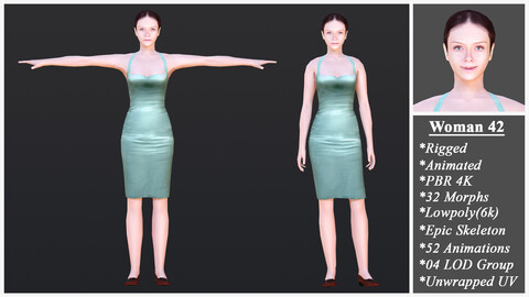 Woman 42 With 52 Animations 32 Morphs