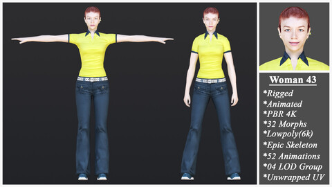 Woman 43 With 52 Animations 32 Morphs