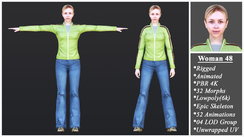 Woman 48 With 52 Animations 32 Morphs