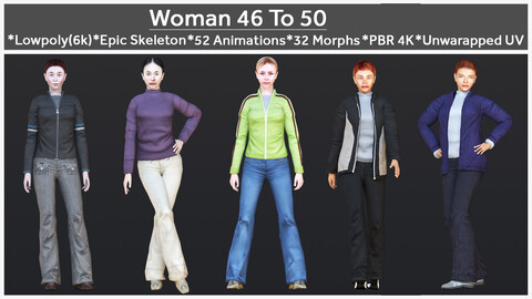 Woman 46 To 50 With 52 Animations 32 Morphs