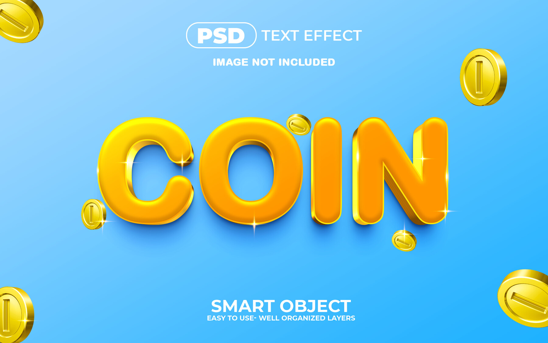 ArtStation - 3D Coin. PSD fully editable text effect. Layer style PSD