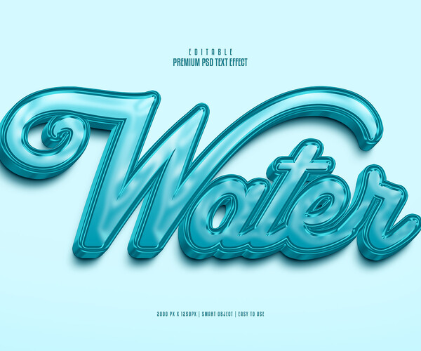 ArtStation - 3D Water. PSD Fully Editable Text Effect. Layer Style PSD ...