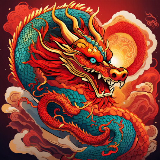 ArtStation - A_captivating_Chinese_dragon_sticker_featuring_a_majestic ...