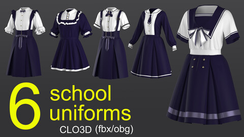 6 school uniforms (CLO3D/FBX/OBG)