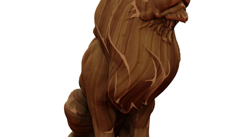 Wood Lion Statue