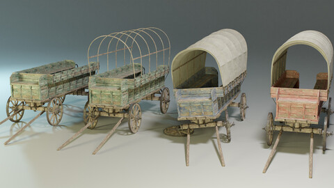 Wooden Medieval Carriage PBR Game Ready