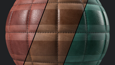 Leather Materials 29- Stitched Leather By Sbsar | Pbr 4k Seamless