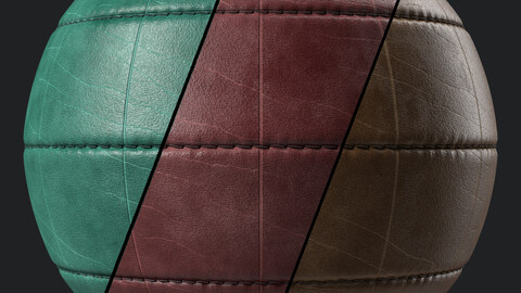 Leather Materials 30- Stitched Leather By Sbsar | Pbr 4k Seamless