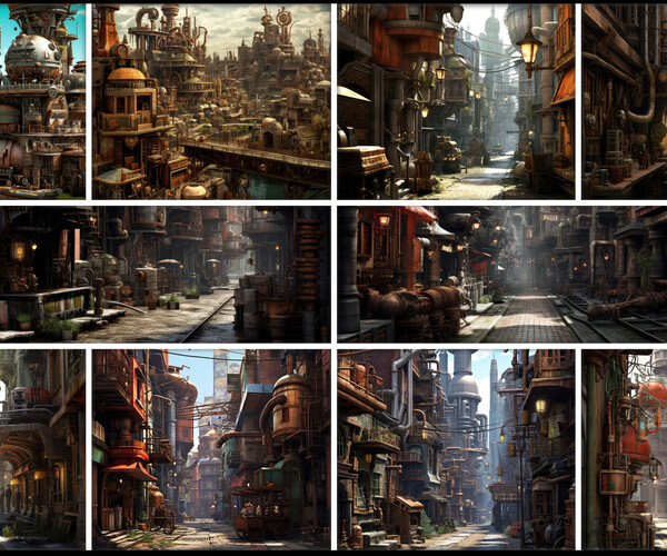 ArtStation - 210 Steampunk - Exterior Reference Image Pack v.2 | Artworks