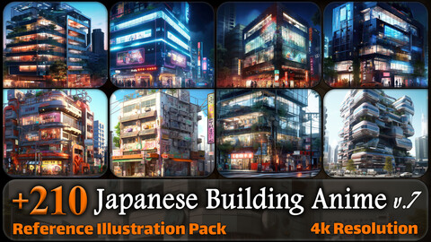 210 Japanese Building Anime Reference Pack | 4K | v.7