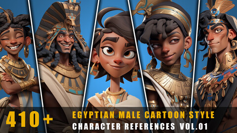 410+ Egyptian Male Cartoon Style - Character References Vol.01