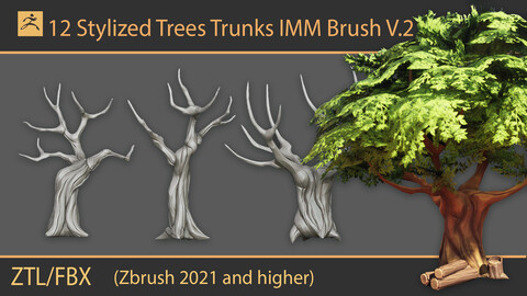 Stylized Trees Trunks IMM Brush V.2