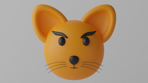 Cartoon Cute Fox Head 1 3D model