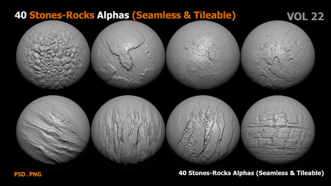 40 Stones-Rocks Alphas (Seamless & Tileable)