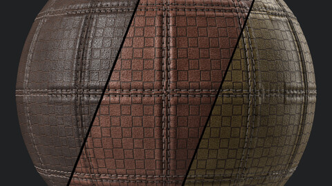 Leather Materials 33- Stitched Leather By Sbsar | Pbr 4k Seamless