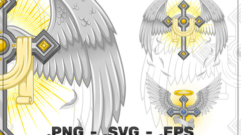 Winged Christian Cross Vector Design