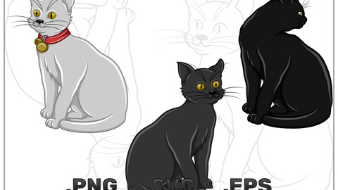 Cartoon Domestic Cat Vector Design