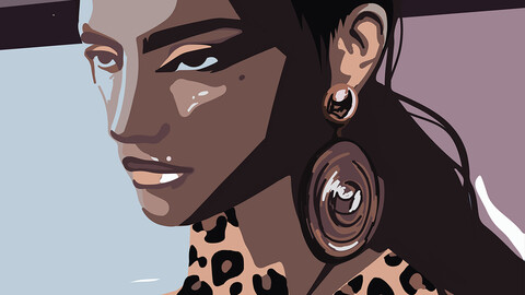 Fashion illustration. Stylized modern art. Woman Portrait.