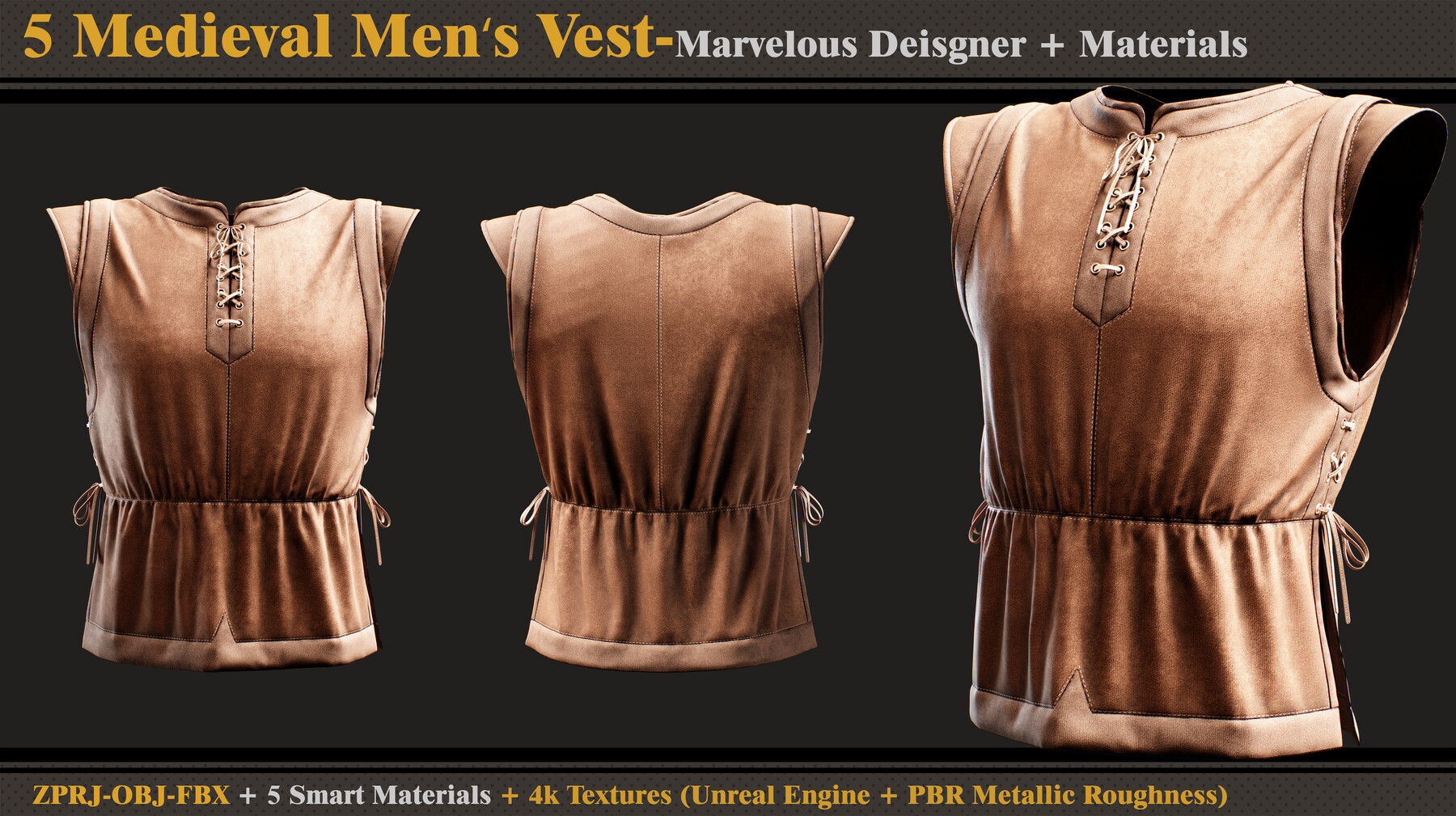 ArtStation - 5 Medieval Corsets/Marvelous Designer-OBJ-FBX-5 Smart  Materials-4K Textures(unreal + PBR)