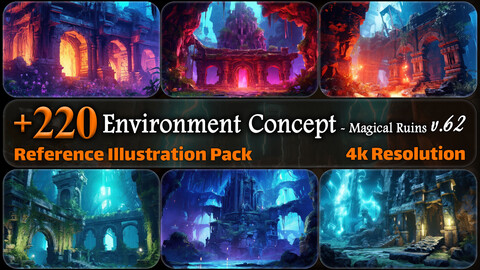 220 Environment Concept - Magical Ruins Reference Pack | 4K | v.62