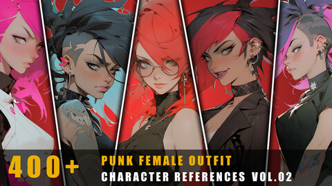 400+ Punk Female Outfit - Character References Vol.01