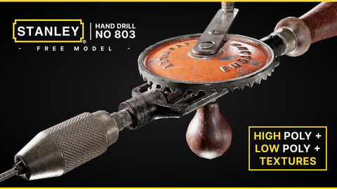 Hand Drill Stanley No. 803 - FREE 3D MODEL (Game Ready)