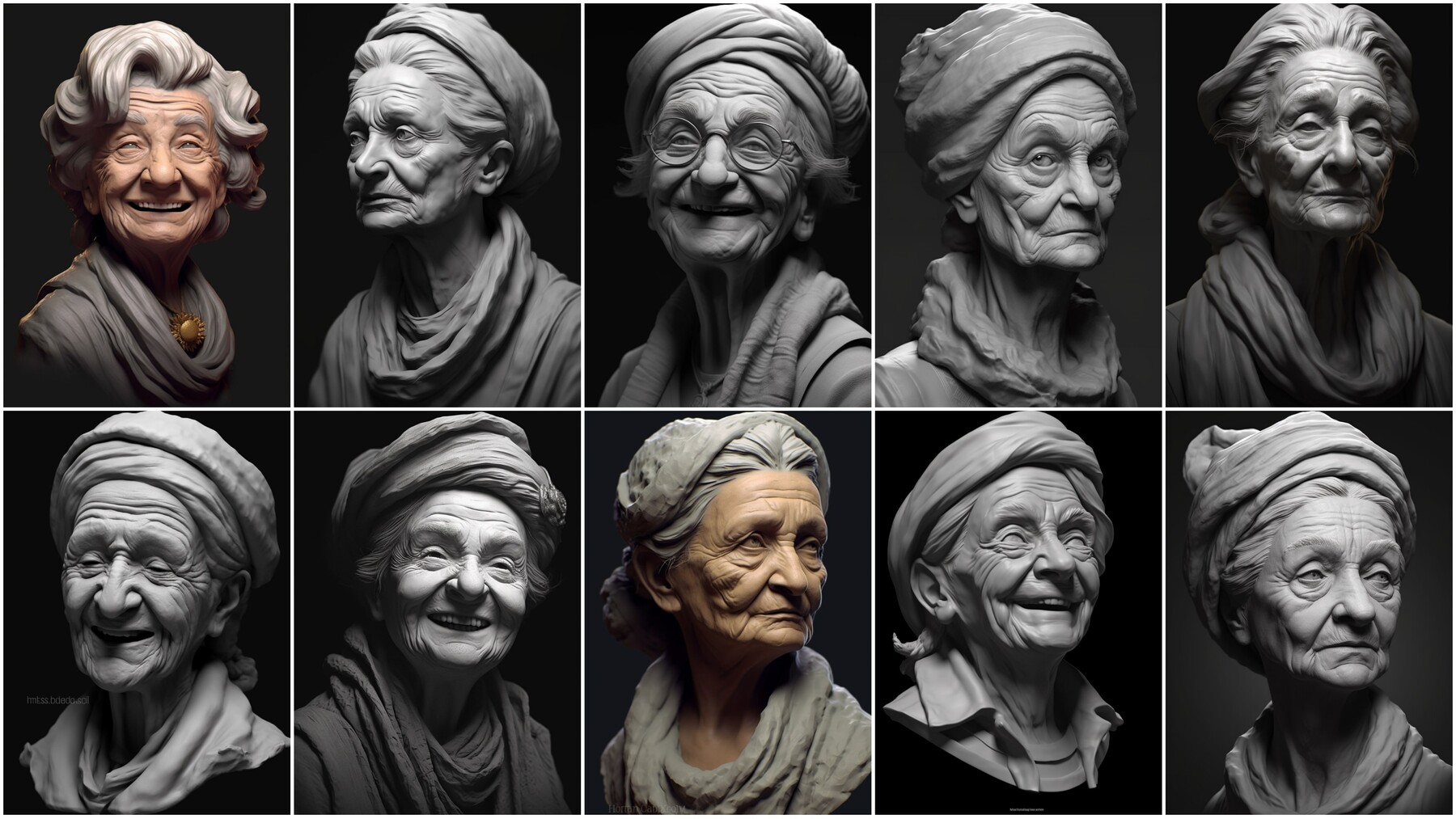 ArtStation - +200 Old Woman Head Sculpt (4K) | Artworks