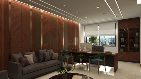 Manager office interior Scene 3D model