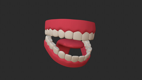 Cartoon Human Teeth Set Low-poly 3D model