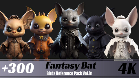 +300 Fantasy Bat  | 4K |  Birds Reference Pack Vol.01