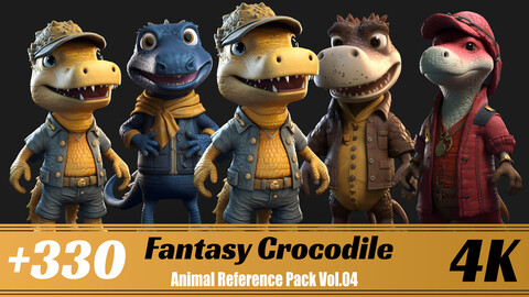 +330 Fantasy Crocodile (Fantasy Character) Vol.04 | 4K | Reference Pack