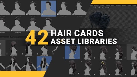 42 Hair Cards Model For Blender ( Asset Browser ) Male And Female