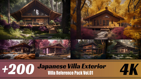 +200 Japanese Style Villa, Exterior View (Environment Concept) Vol.01 | 4K | Reference Pack