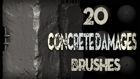 20 Concrete Cracks and Damages Brush + Alphas