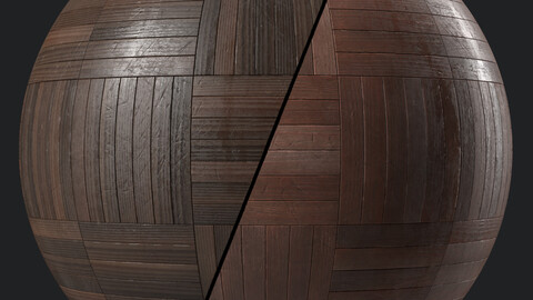 Parquet Materials 32- Parquet By Old Wood Damaged | Sbsar Seamless PBR 4k