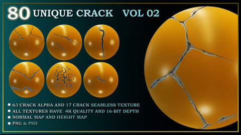 80 Unique Crack - Alpha + Normal Map - Vol 02